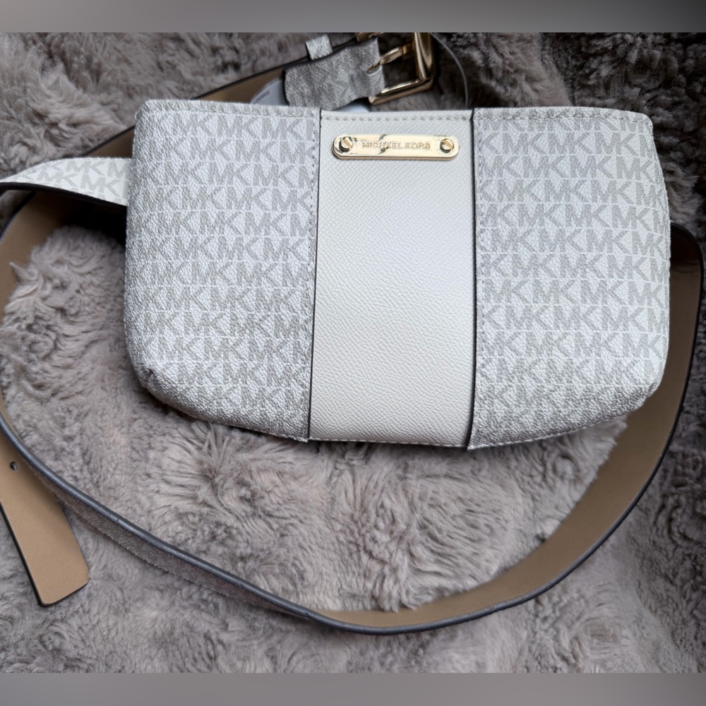 Leather Accent White Crossbody Bag